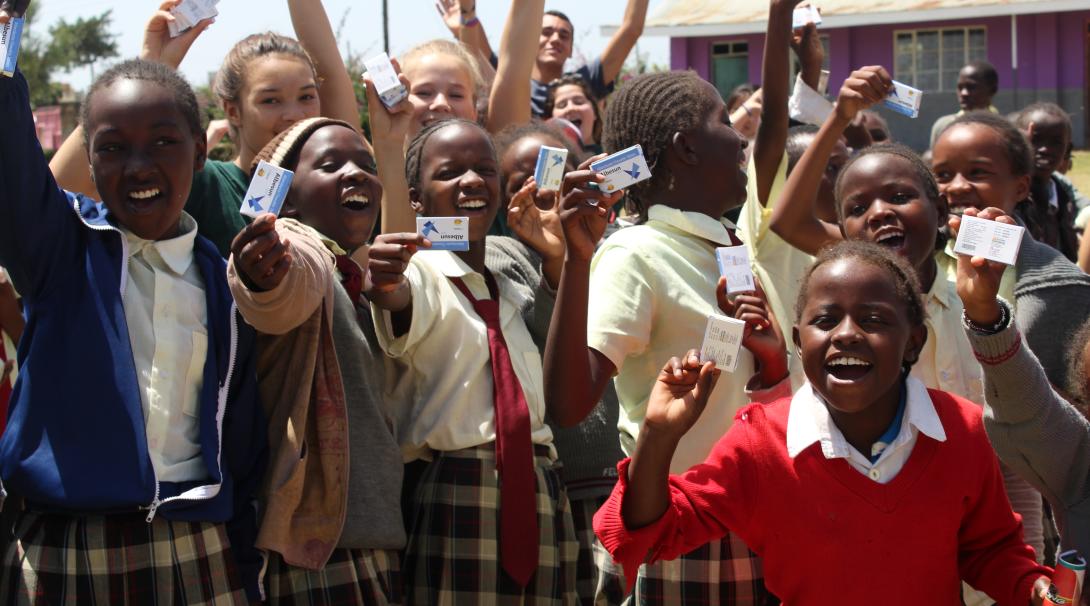 Happy children on a child volunteer project