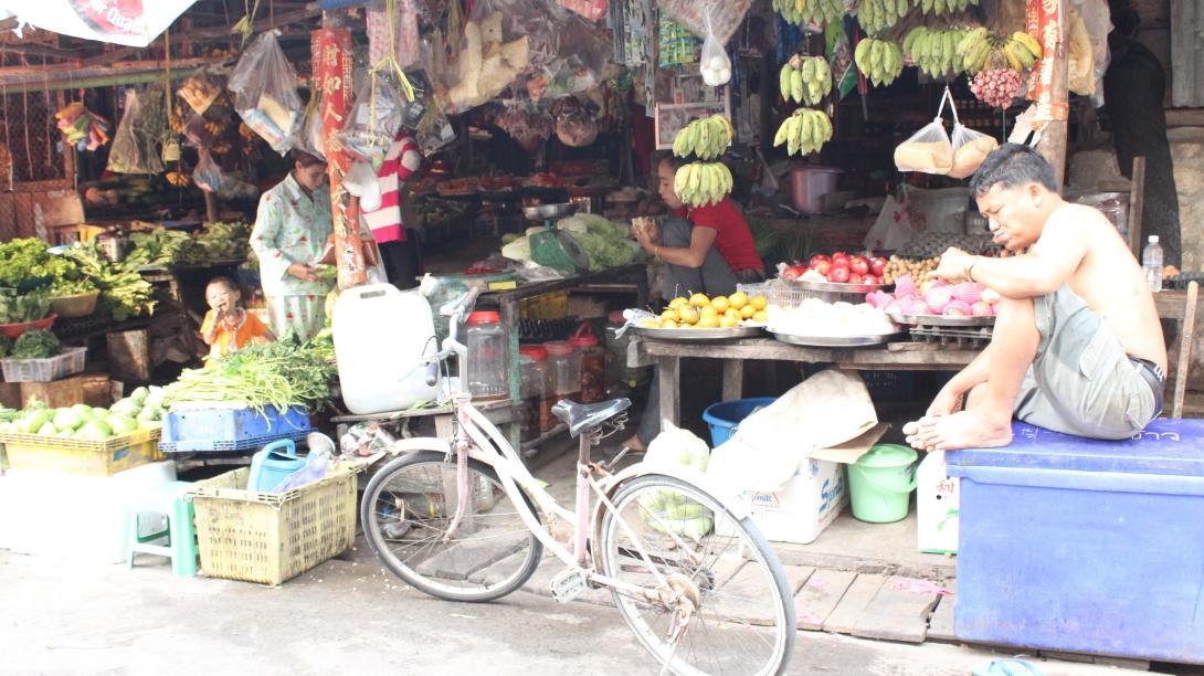 A local on a street of Koh Sdach Island in Cambodia