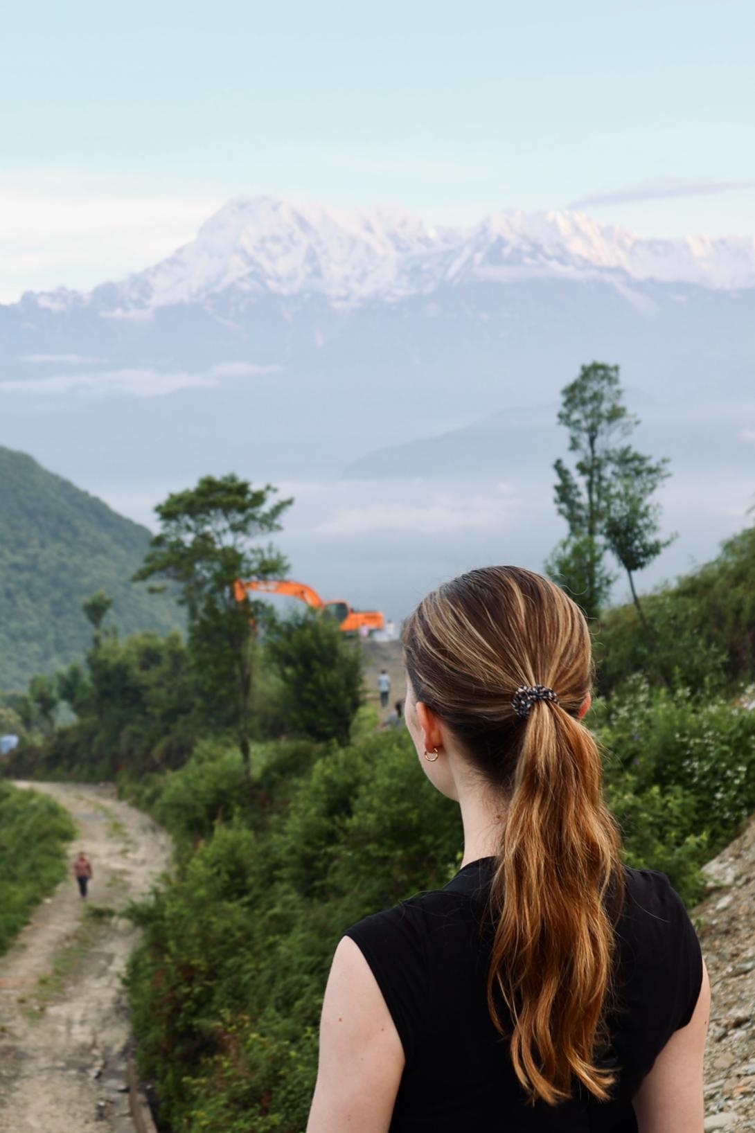 A female solo traveller in the mountains