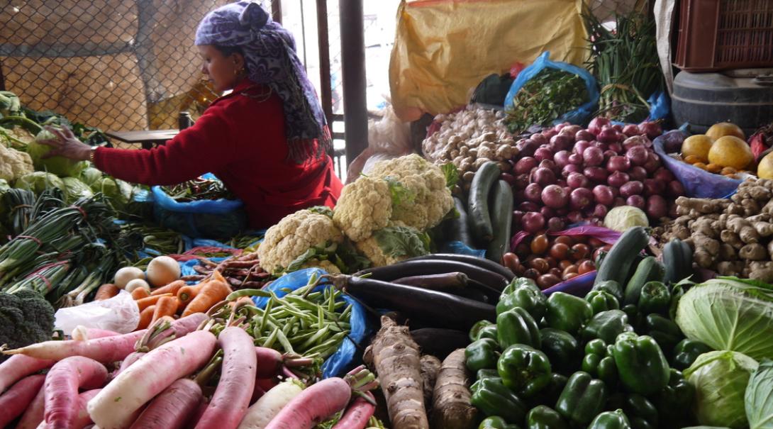 Fresh vegetable market in Nepal