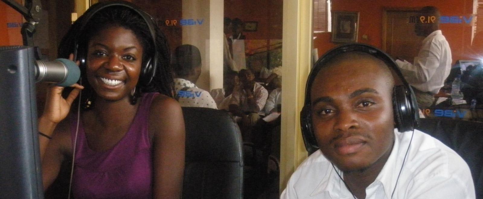 A journalism intern in Ghana with a supervisor