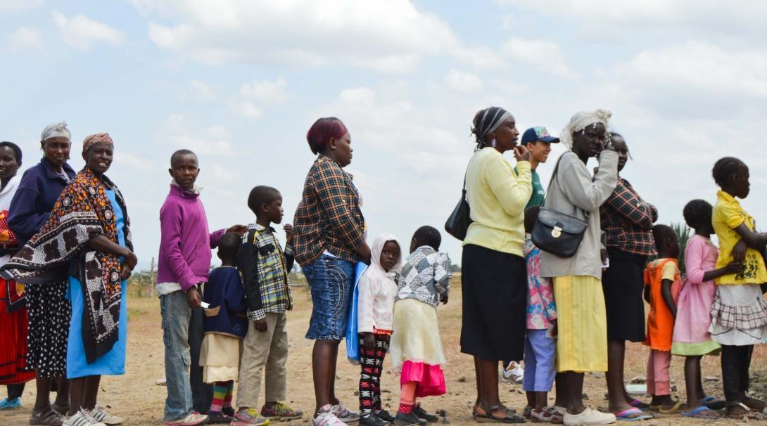 Medical interns treat local families at a medical outreach day during their Work Experience Placement in Kenya.