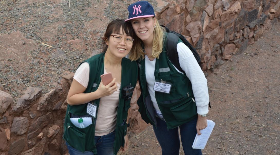 Volunteers take a break and take a photo at the archaeology for teenagers project in Peru.