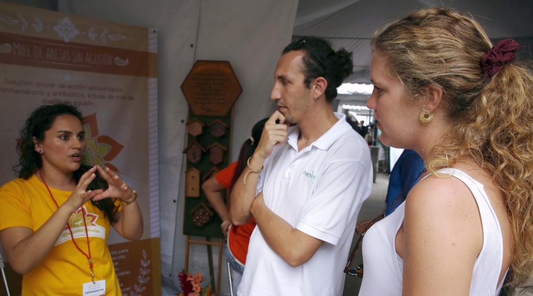 Projects Abroad volunteers listen to the teacher during their Spanish language course