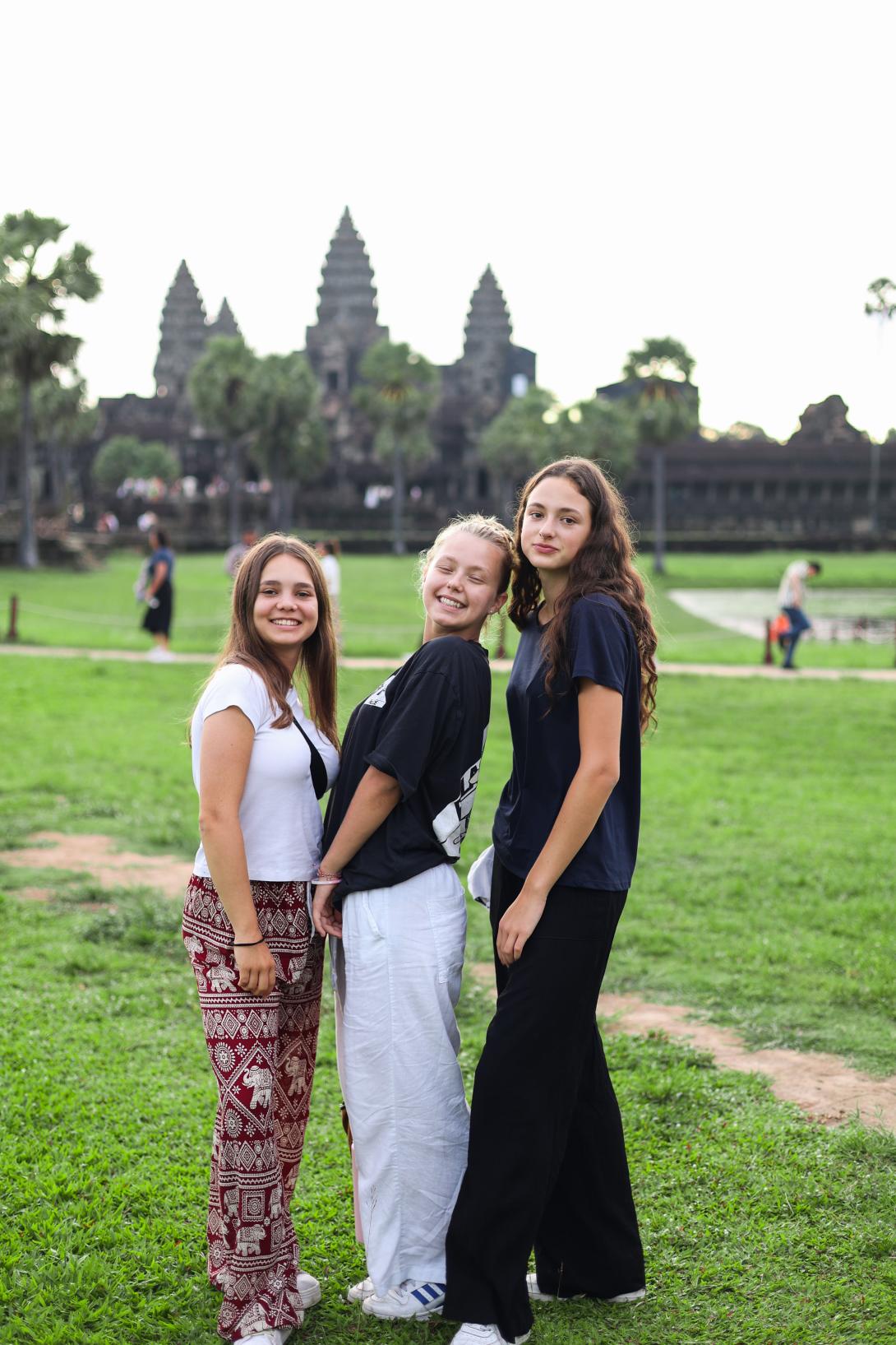 Teen volunteers expoloring Cambodia