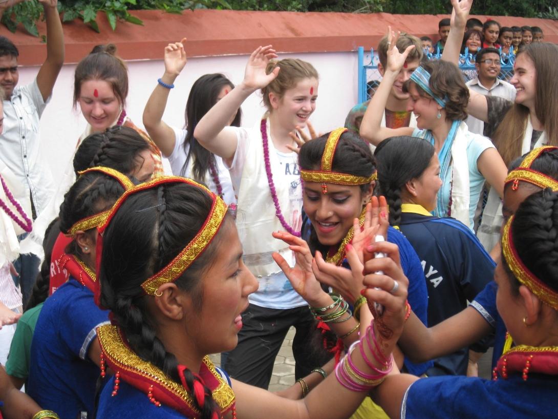 High School Special volunteers celebrate on the last day of their placement in Nepal, Asia.